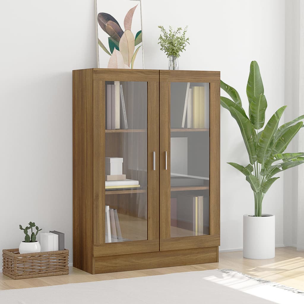 Display Cabinet Brown Oak Look 82.5x30.5x115cm Wood Material