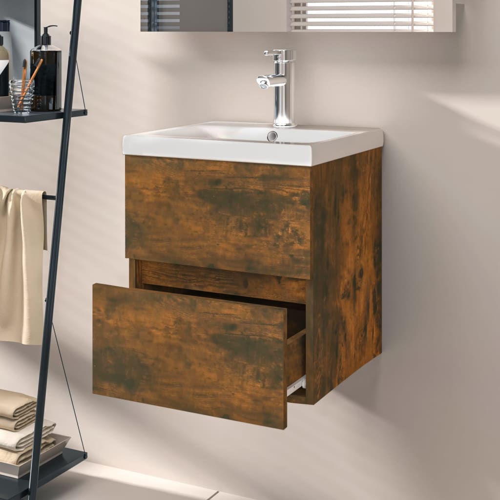 Washbasin base cabinet smoked oak 41x38.5x45cm wood material