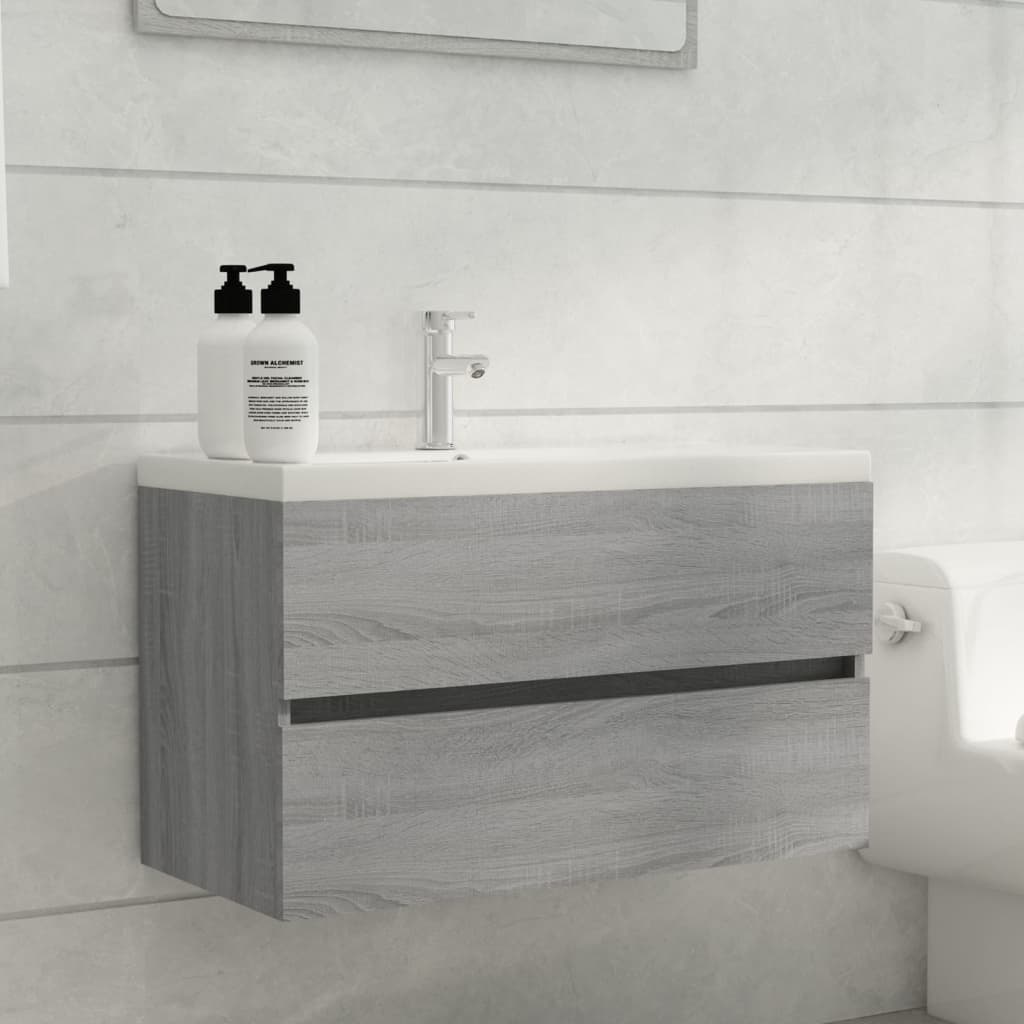 Washbasin Cabinet Grey Sonoma 80x38.5x45 cm Wood Material