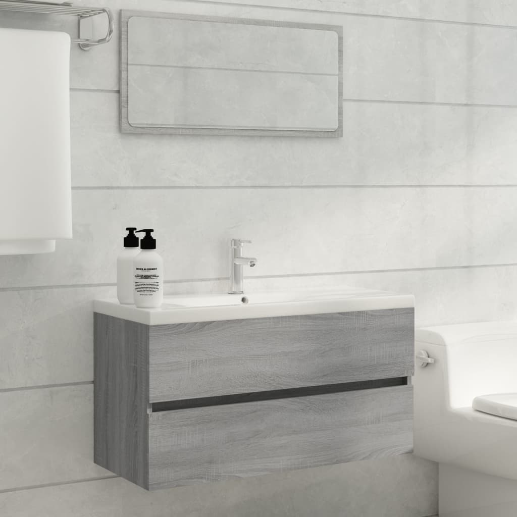 Washbasin Cabinet Grey Sonoma 90x38.5x45 cm Wood Material