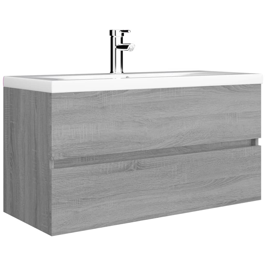 Washbasin Cabinet Grey Sonoma 90x38.5x45 cm Wood Material