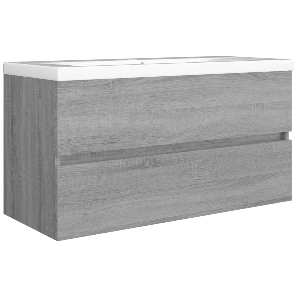 Washbasin Cabinet Grey Sonoma 90x38.5x45 cm Wood Material