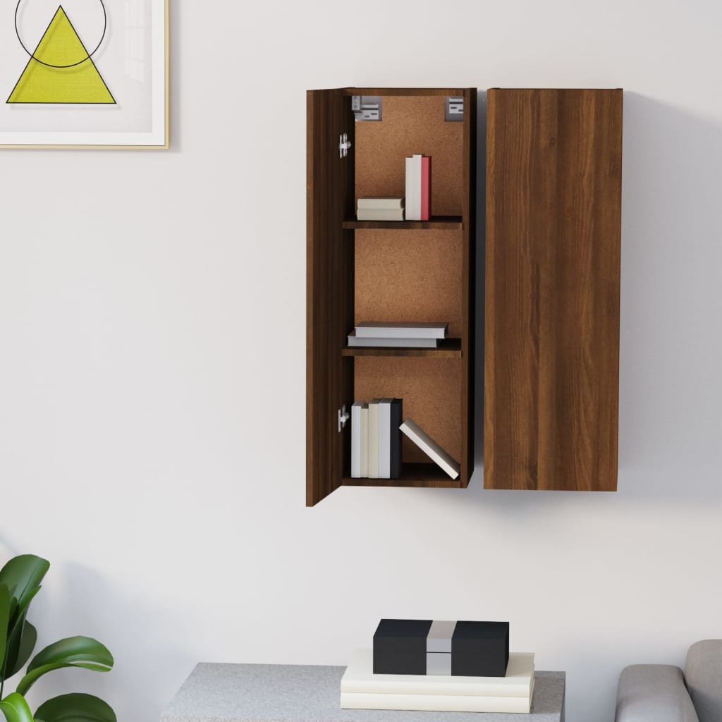 Meubles TV 2 pièces aspect chêne brun 30,5x30x90 cm