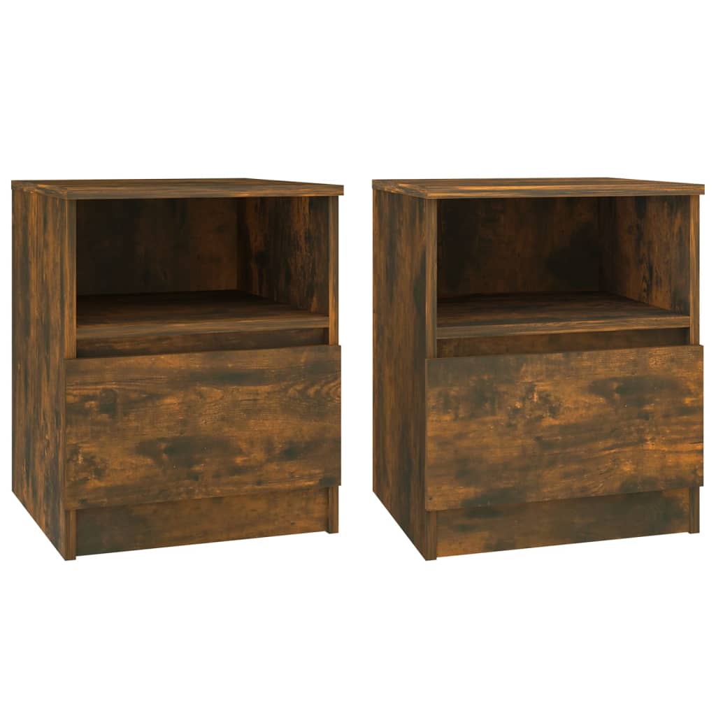 Tables de chevet 2 pcs. chêne fumé 40x40x50 cm matériau bois