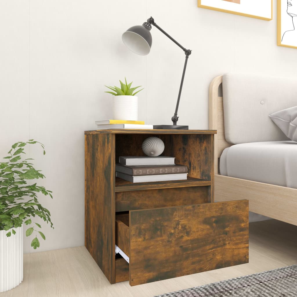Tables de chevet 2 pcs. chêne fumé 40x40x50 cm matériau bois