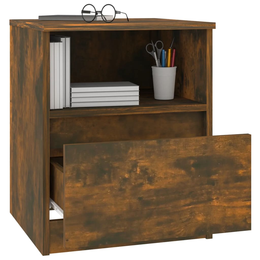 Tables de chevet 2 pcs. chêne fumé 40x40x50 cm matériau bois