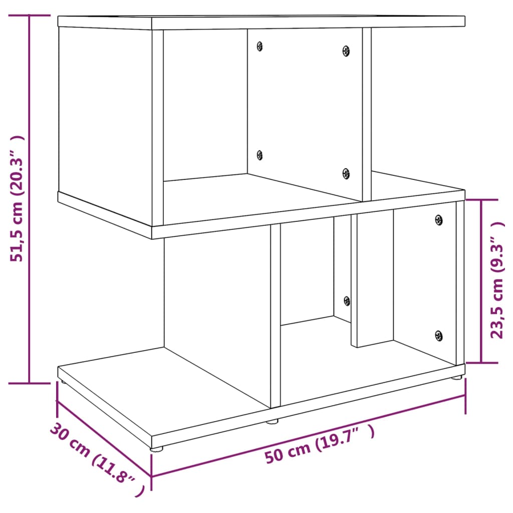 Tables de chevet 2 pcs. chêne fumé 50x30x51,5 cm matériau bois