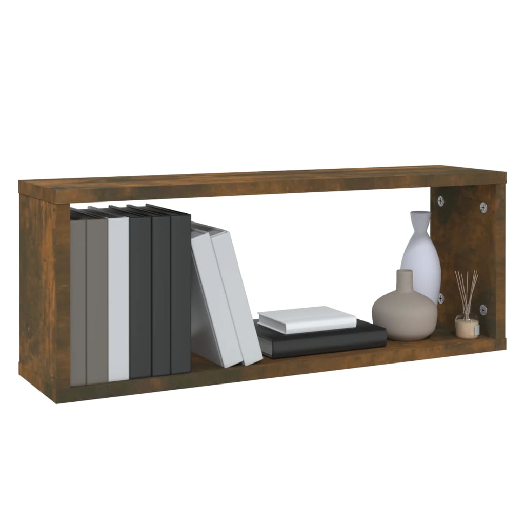 Étagères cubiques 6 pièces Chêne fumé 60x15x23 cm matériau bois.