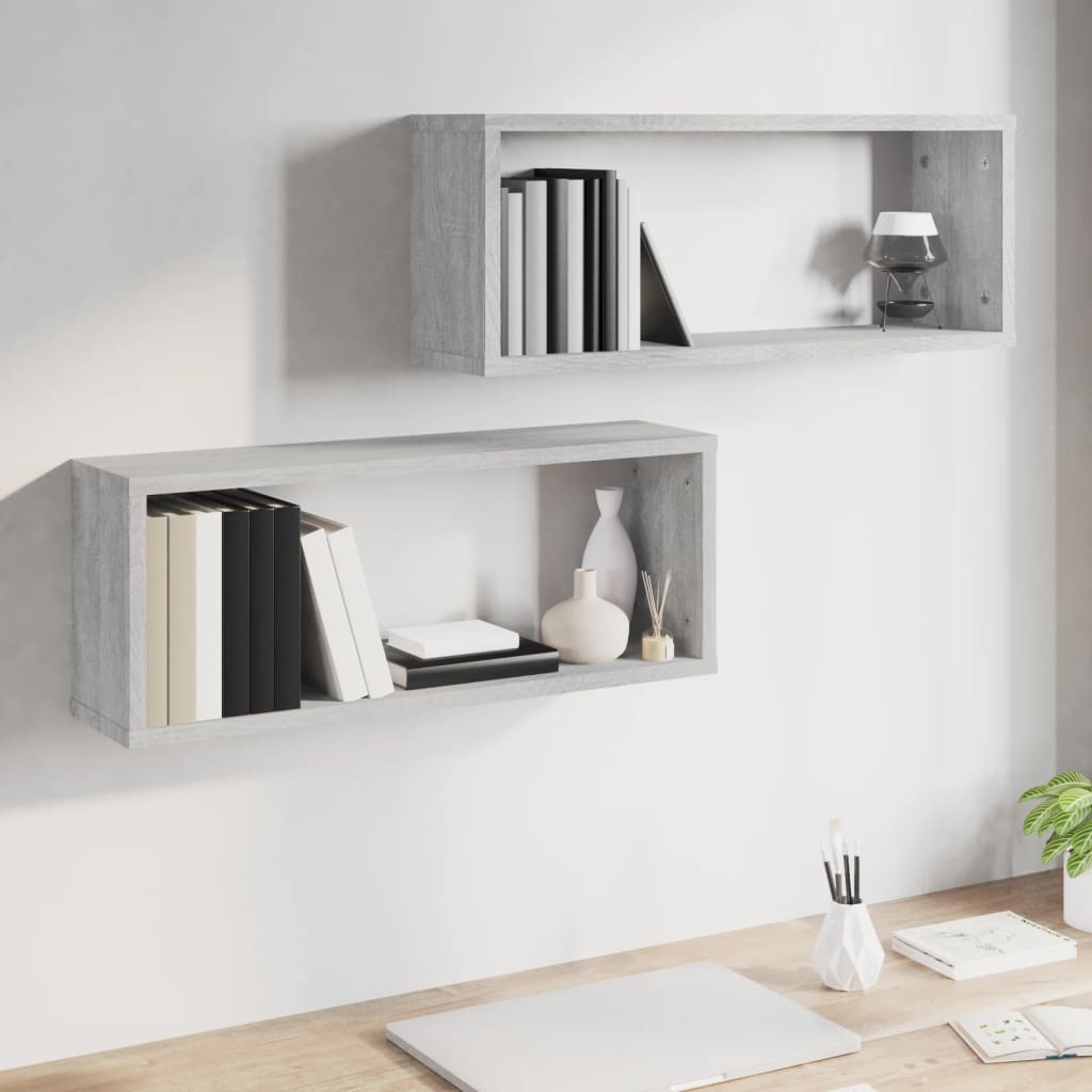 Cube shelves 2 pcs. Gray Sonoma 60x15x23 cm wood material