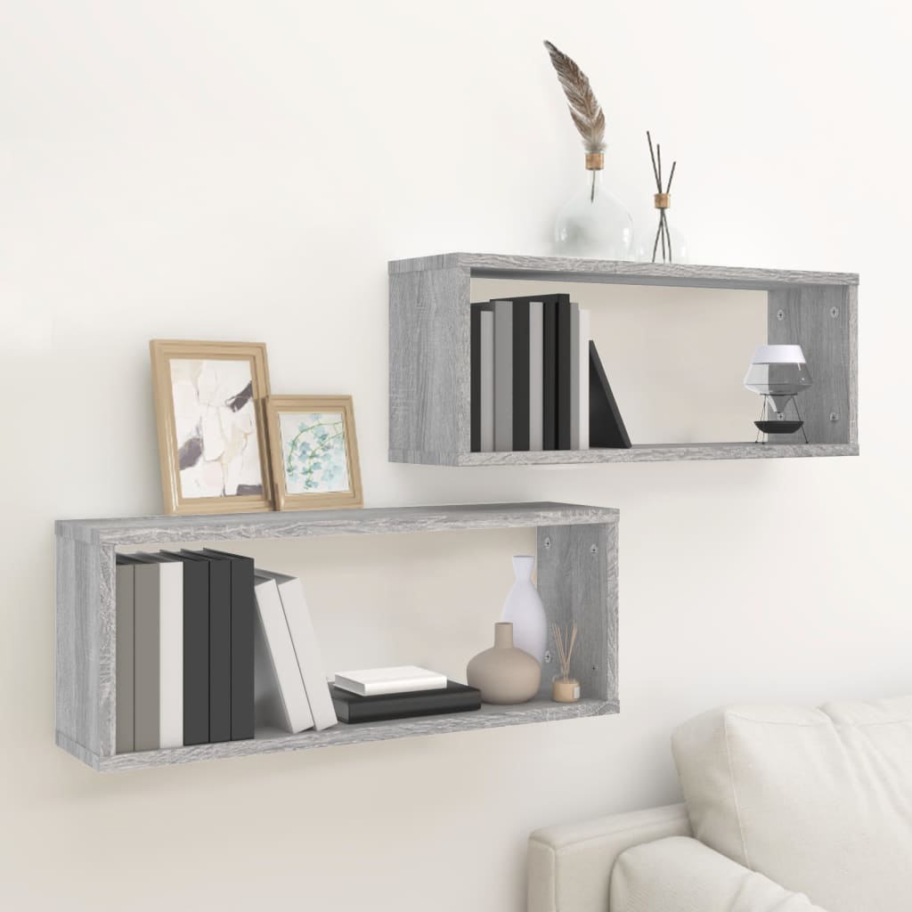 Cube shelves 2 pcs. Gray Sonoma 60x15x23 cm wood material
