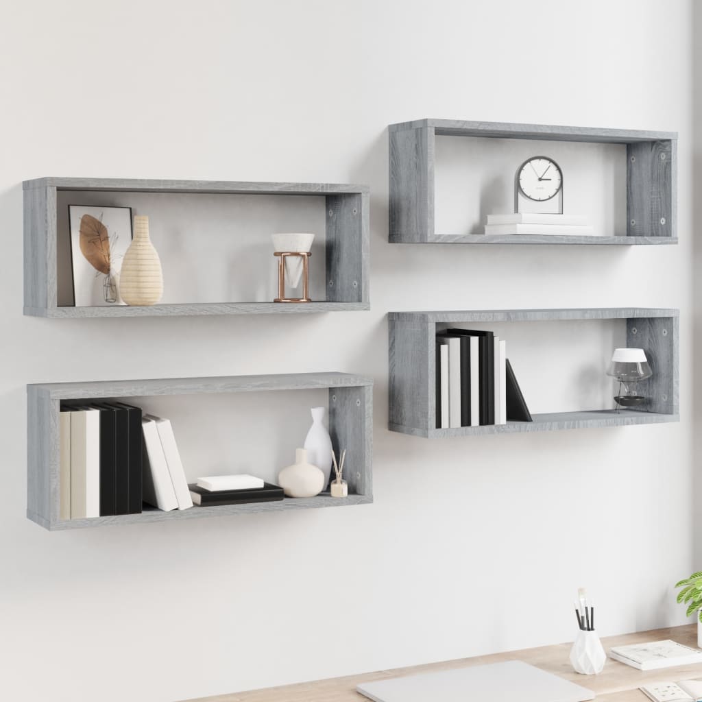 Cube shelves 4 pcs. Gray Sonoma 60x15x23 cm wood material