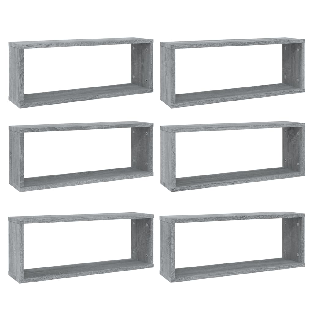 Étagères cubiques 6 pcs. Gris Sonoma 60x15x23 cm matériau bois