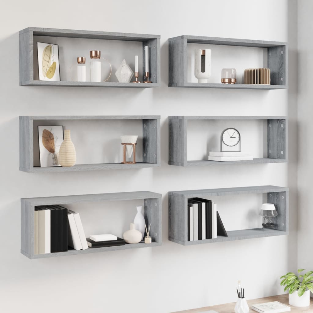 Étagères cubiques 6 pcs. Gris Sonoma 60x15x23 cm matériau bois