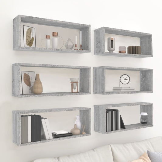 Étagères cubiques 6 pcs. Gris Sonoma 60x15x23 cm matériau bois