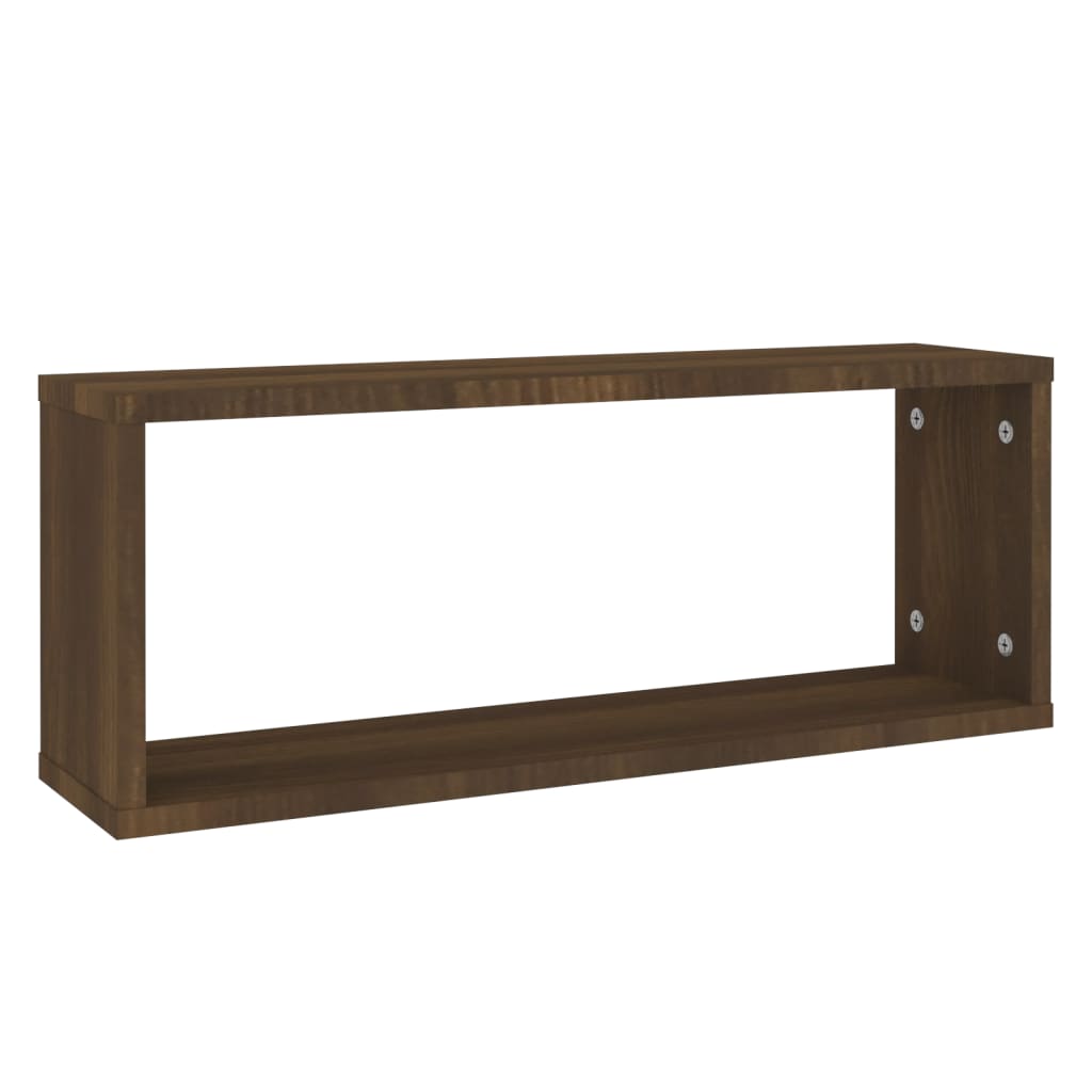 Étagères cubiques 6 pièces aspect chêne brun 60x15x23cm matériau bois.