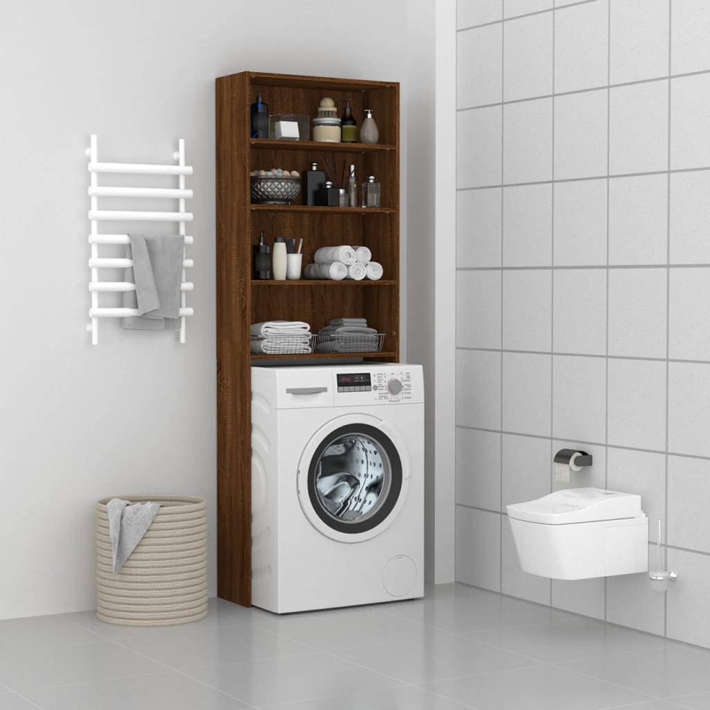 Washing Machine Cabinet Brown Oak Look 64x24x190 cm