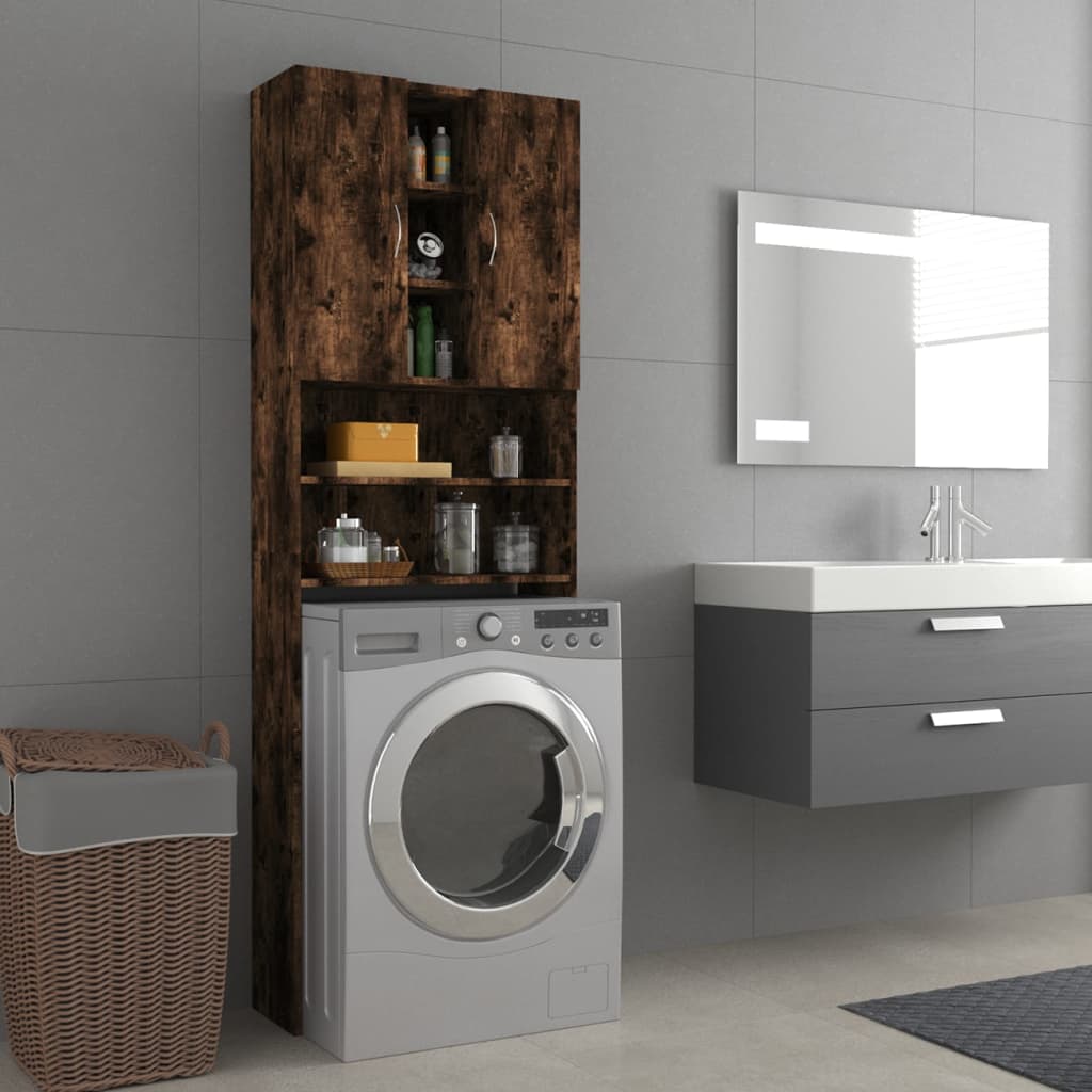Washing machine cabinet smoked oak 64x25.5x190 cm
