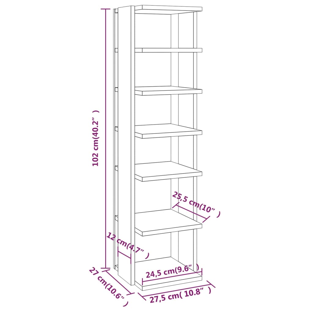 Shoe rack smoked oak 27.5x27x102 cm wood material