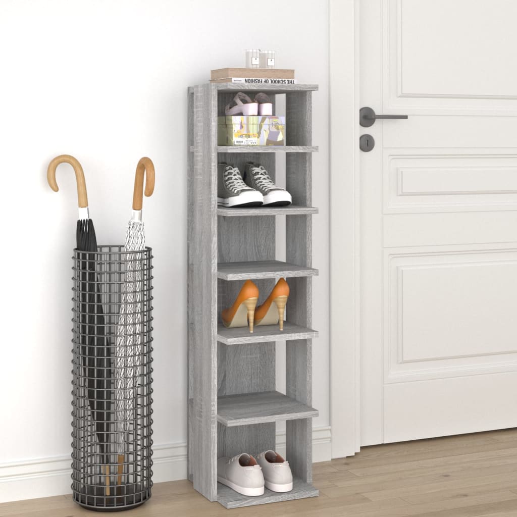Étagère à chaussures grise Sonoma 27,5 x 27 x 102 cm en bois