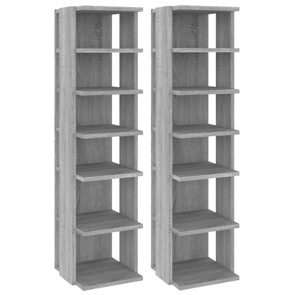 Étagères à chaussures 2 pcs. Gris Sonoma 27,5x27x102 cm en bois
