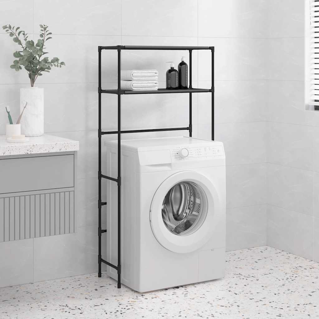 Étagère pour machine à laver 2 étagères noir 69x28x143 cm fer