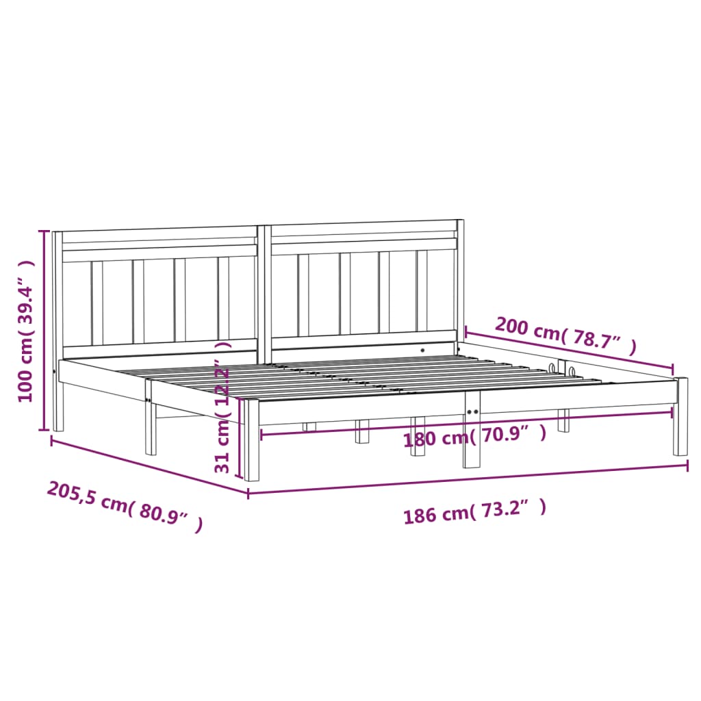 Massivholzbett 180x200 cm