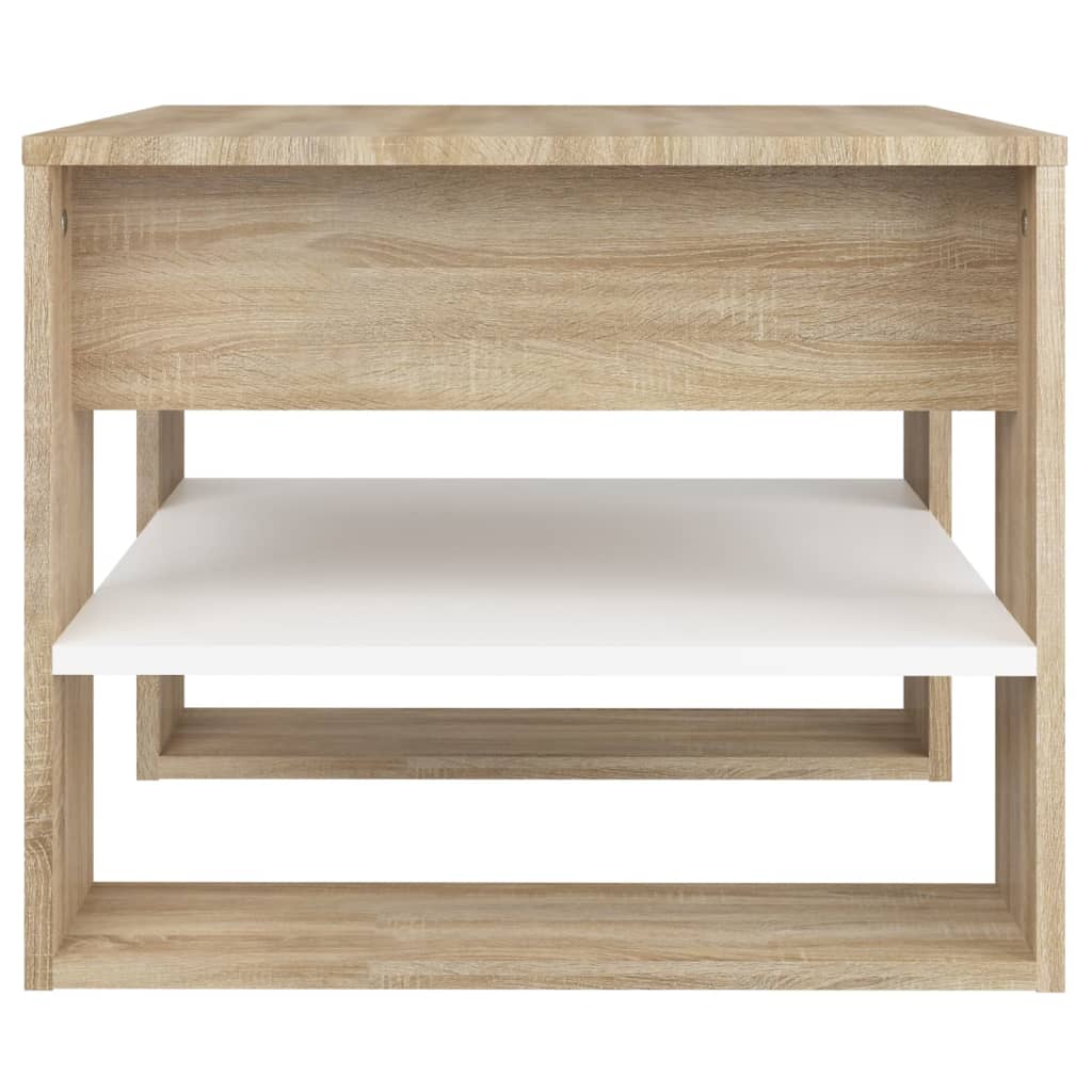 Couchtisch Weiß Sonoma-Eiche 55,5x55x45 cm Holzwerkstoff