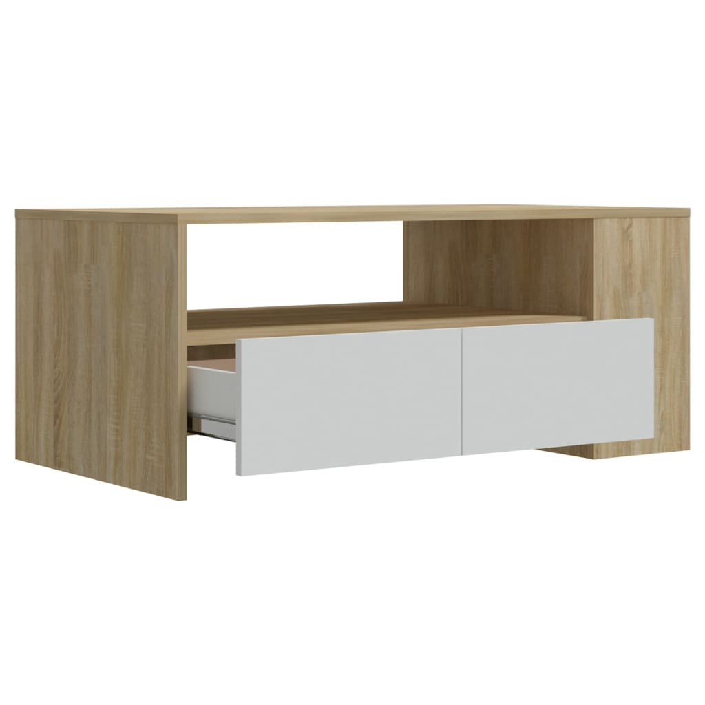 Couchtisch Weiß Sonoma-Eiche 102x55x42 cm Holzwerkstoff