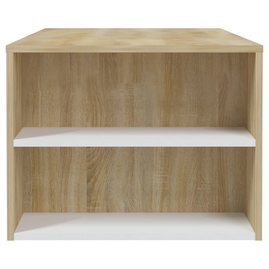 Couchtisch Weiß Sonoma-Eiche 102x55x42 cm Holzwerkstoff