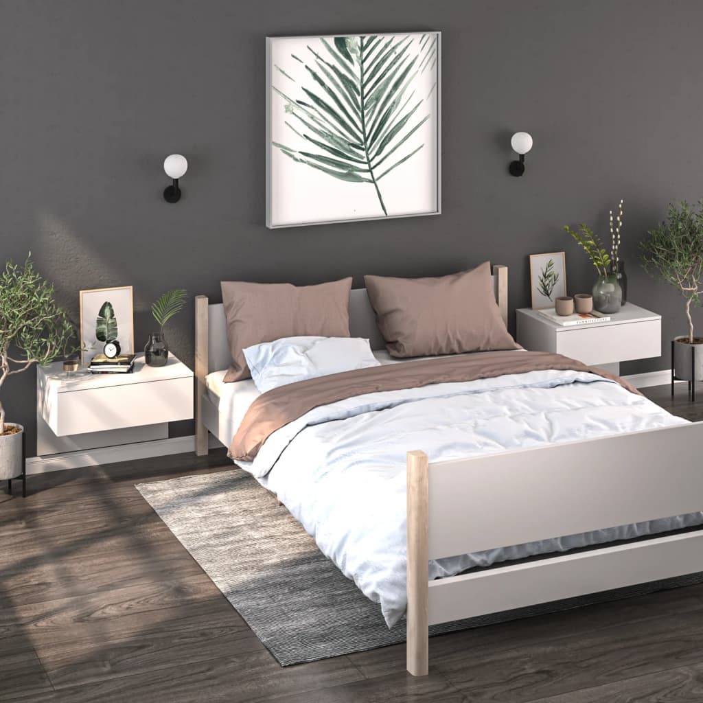 Wall Bedside Table White