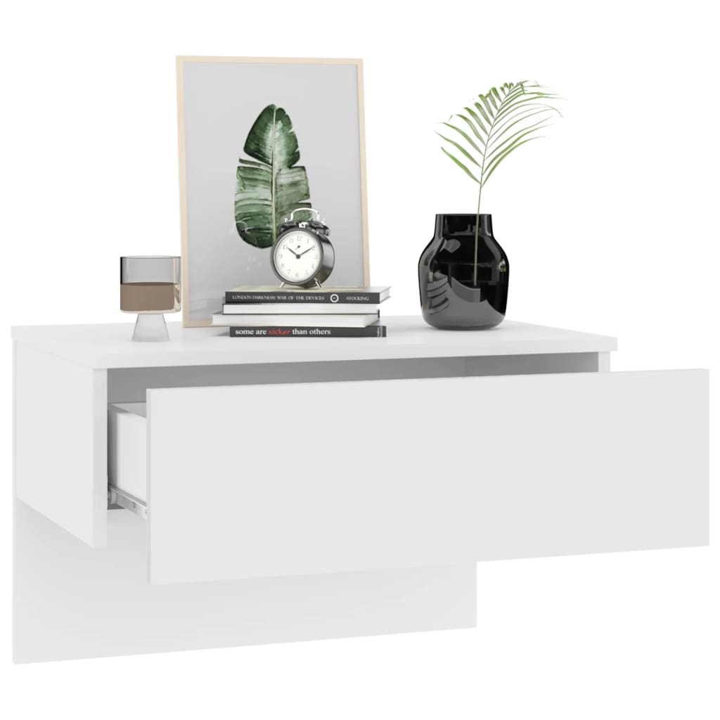 Wall Bedside Table White