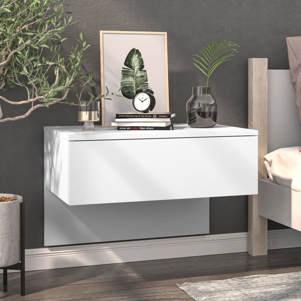 Wall Bedside Table White