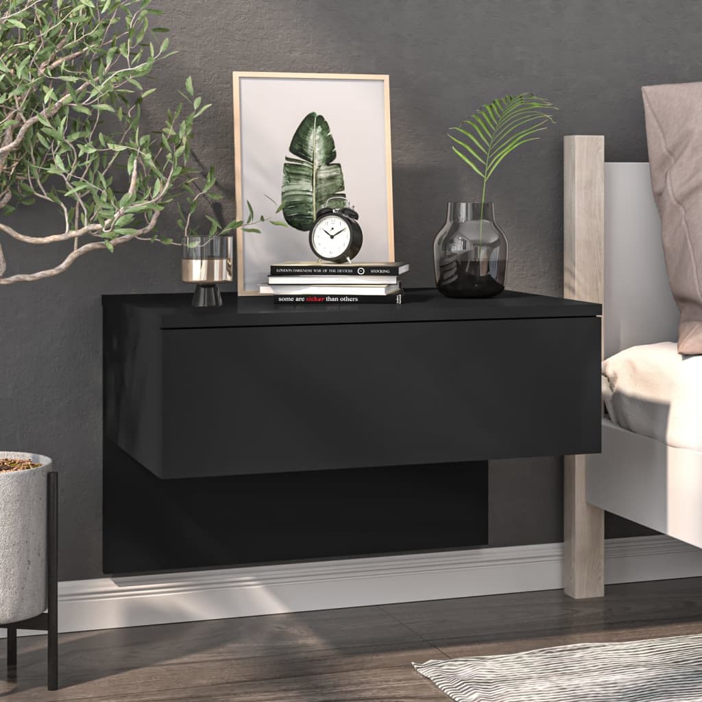 Wall Bedside Tables 2 pcs. Black