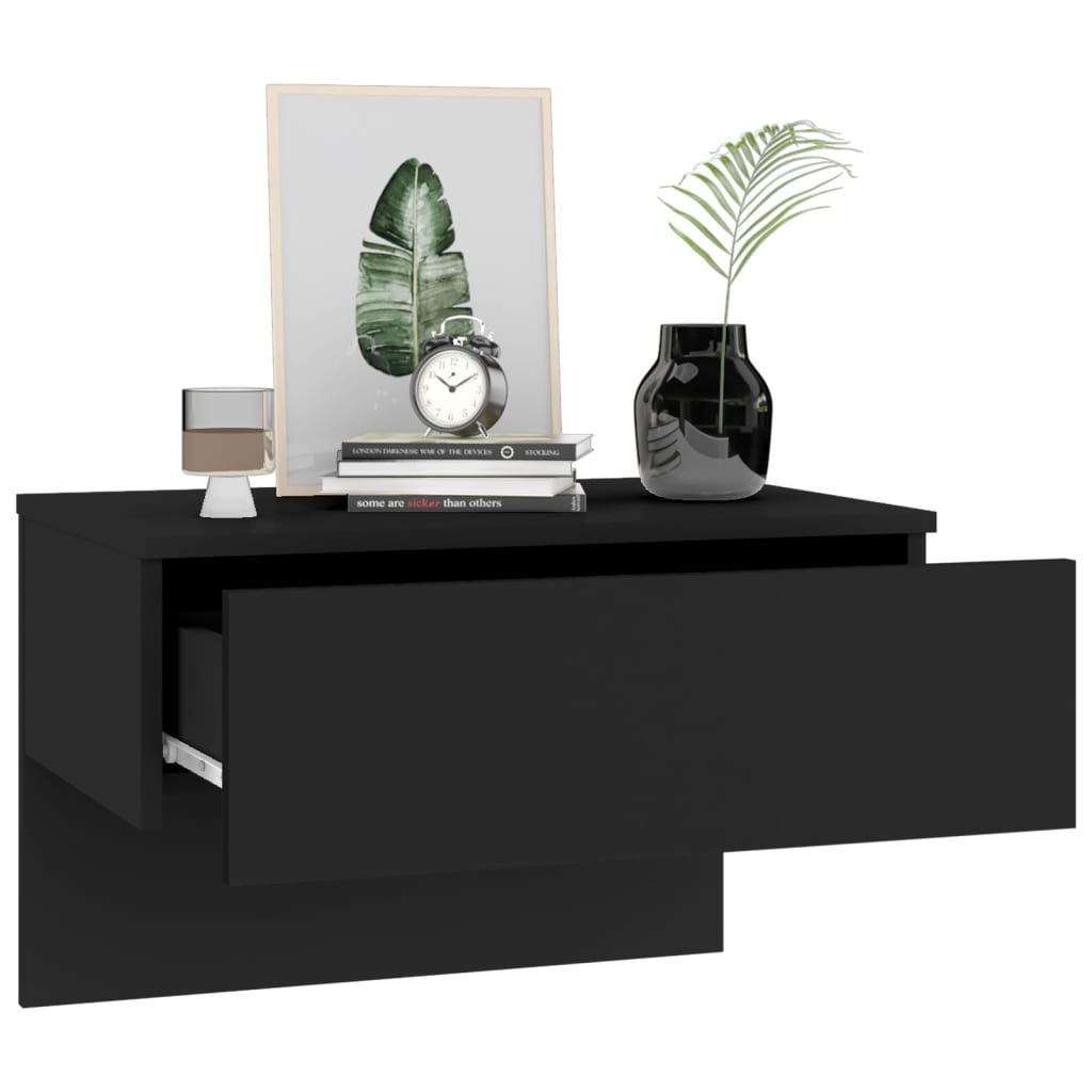 Wall Bedside Tables 2 pcs. Black