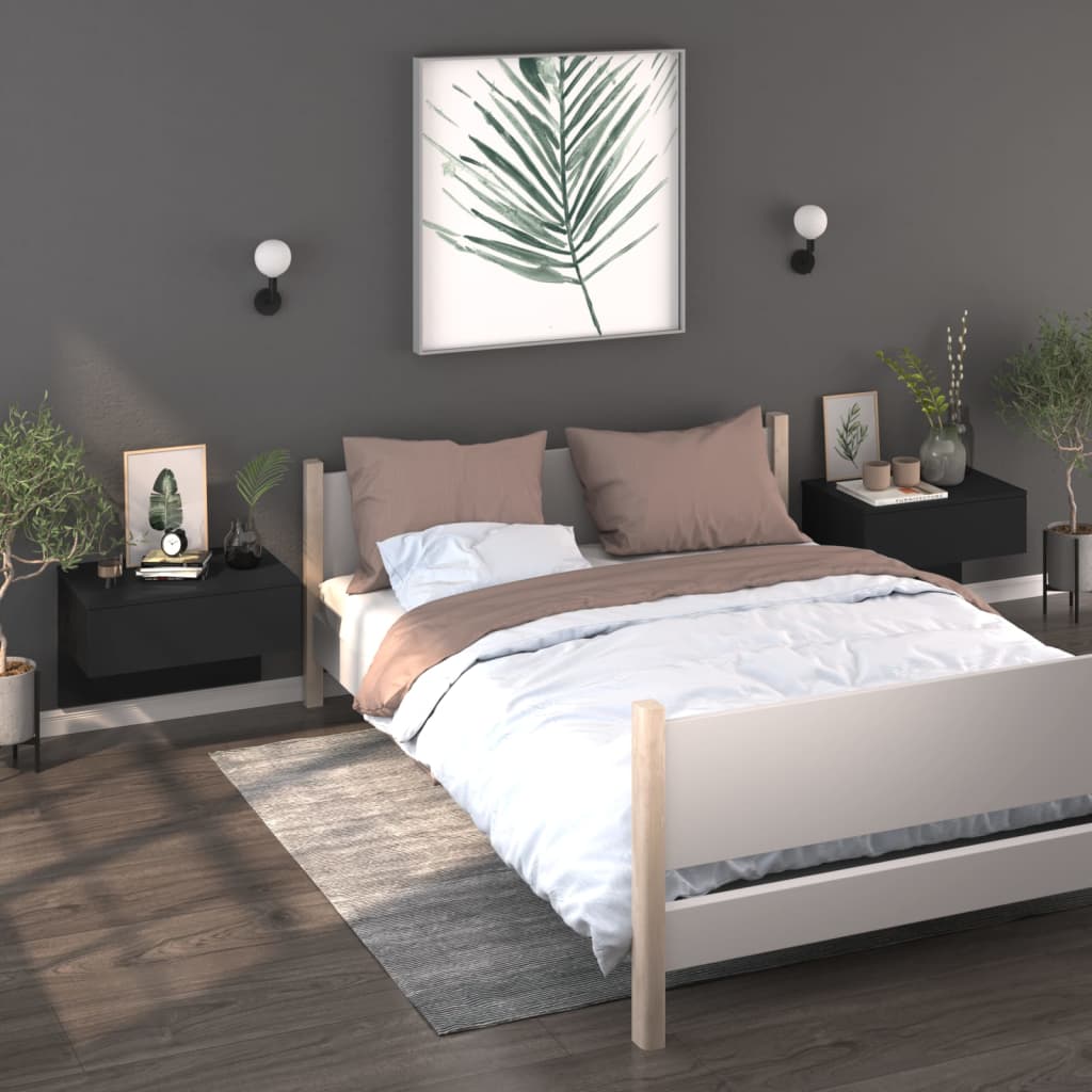 Wall Bedside Tables 2 pcs. Black