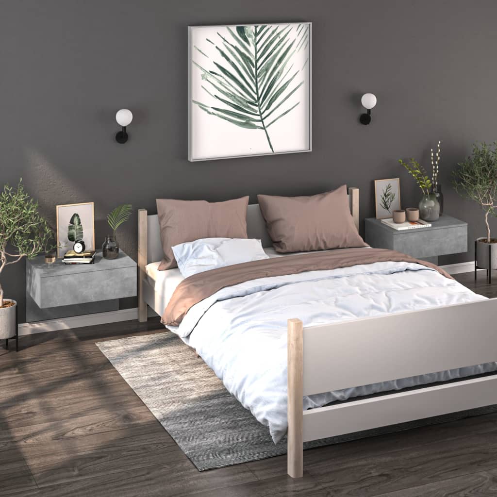 Wall-Mounted Bedside Tables 2 pcs. Concrete Gray