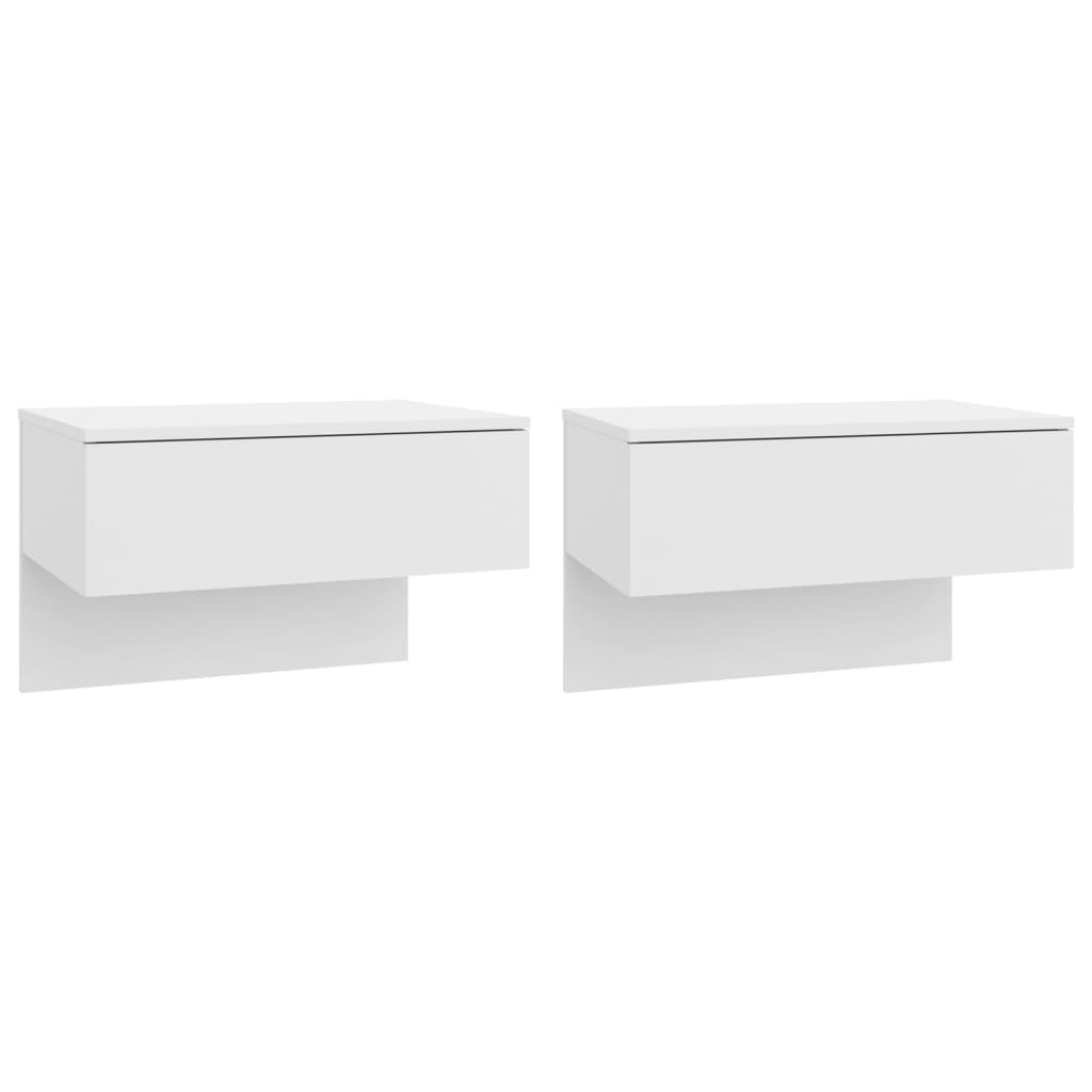 Wall-mounted bedside tables 2 pcs. High-gloss white
