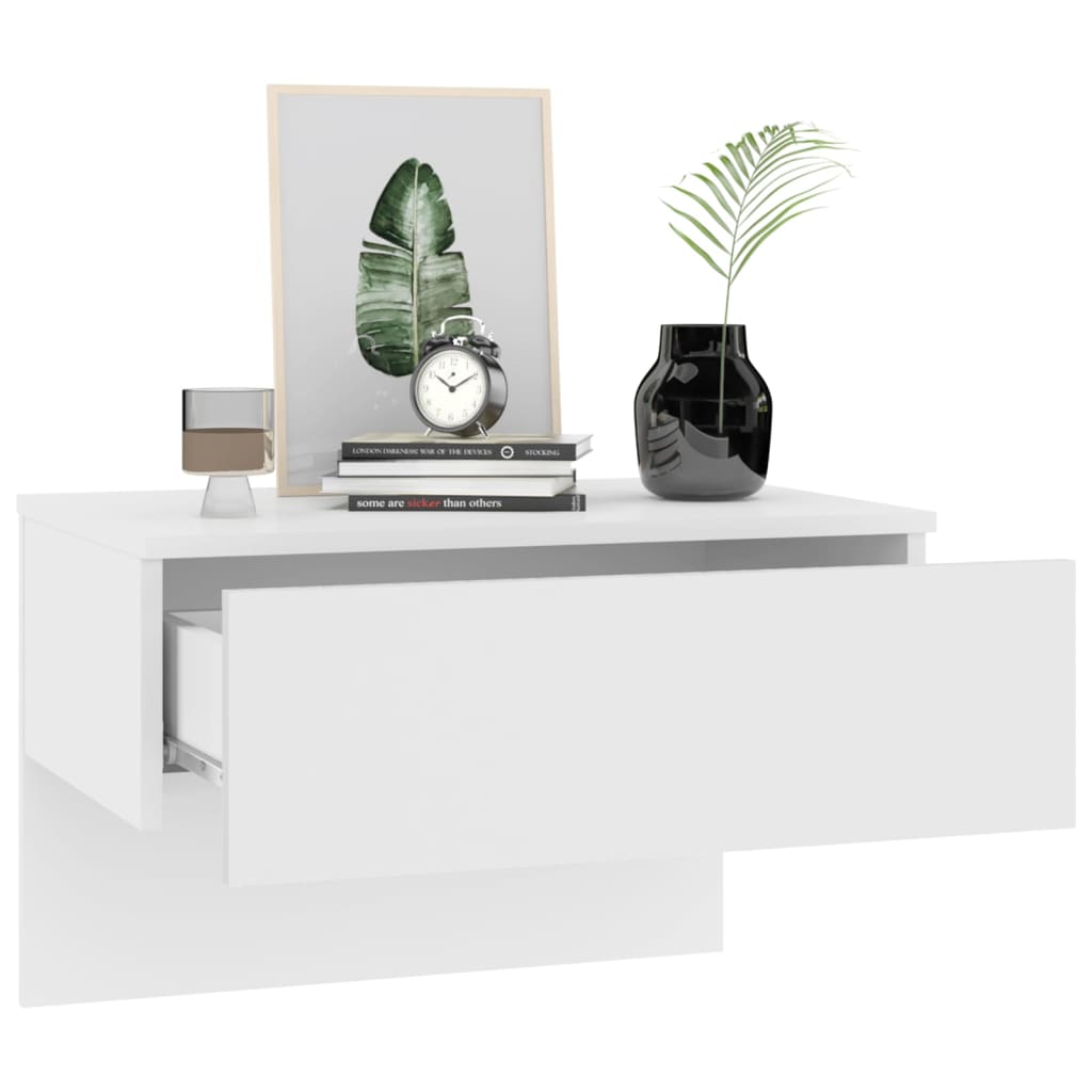 Wall-mounted bedside tables 2 pcs. High-gloss white