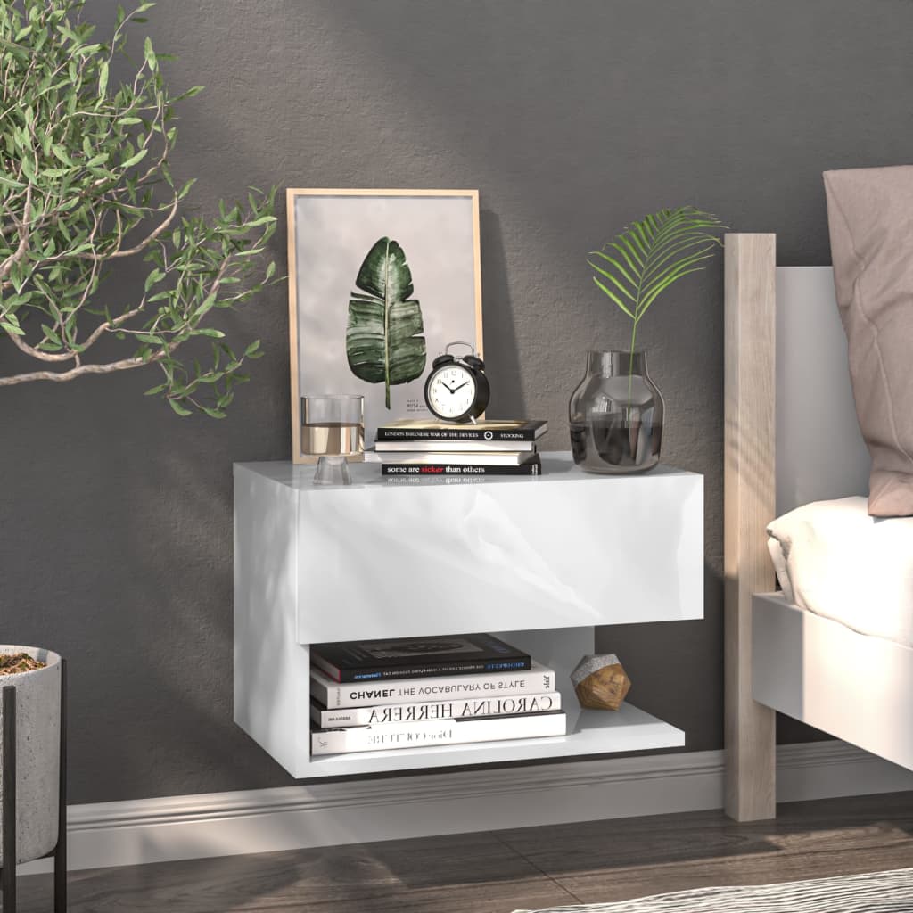 Wall Bedside Tables 2 pcs. White