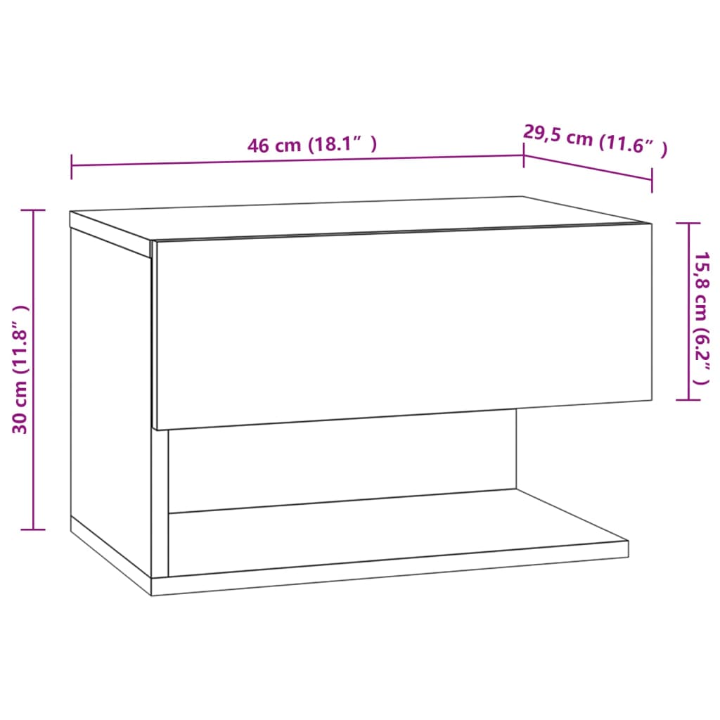 Wall Bedside Tables 2 pcs. White