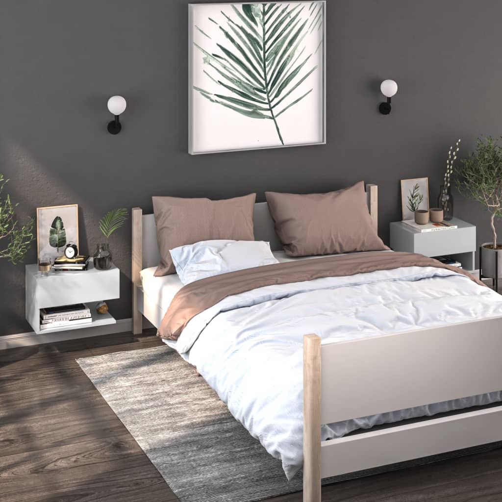 Wall Bedside Tables 2 pcs. White