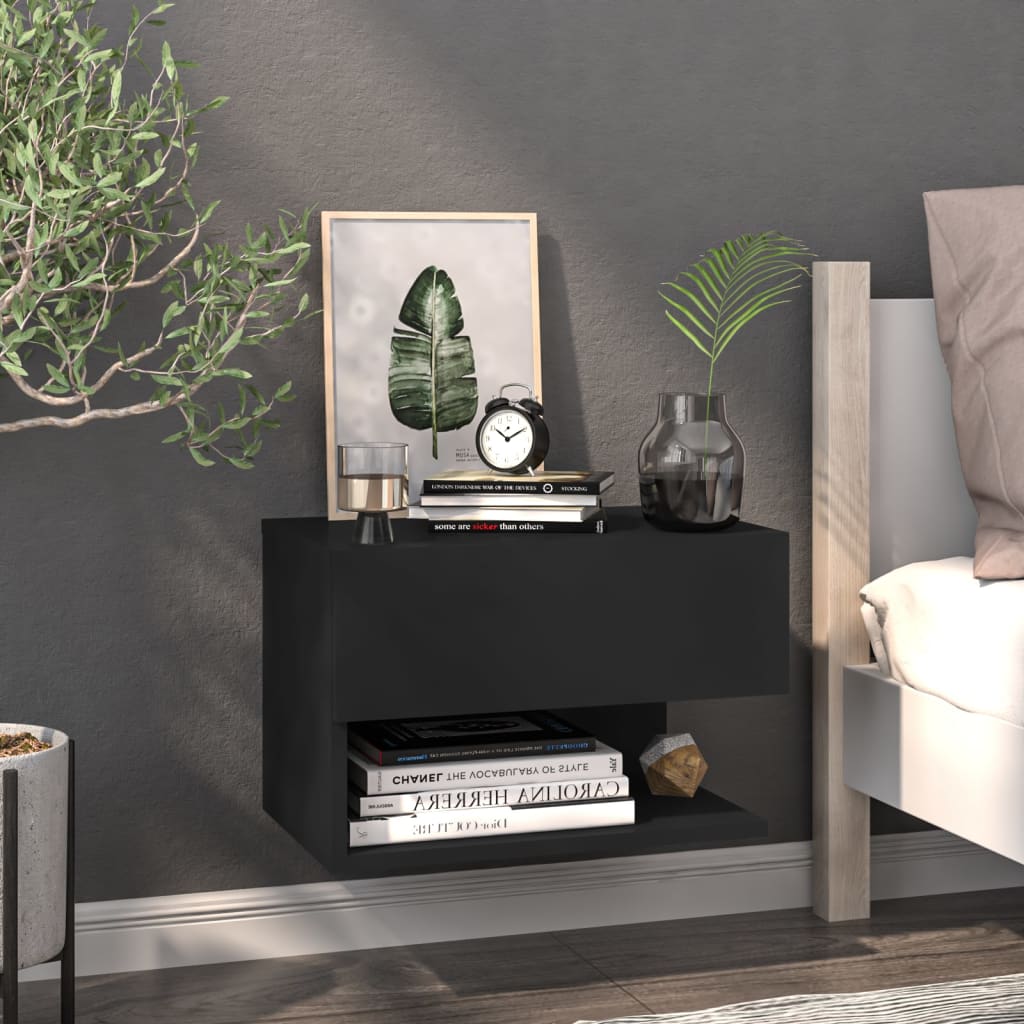 Wall Bedside Tables 2 pcs. Black