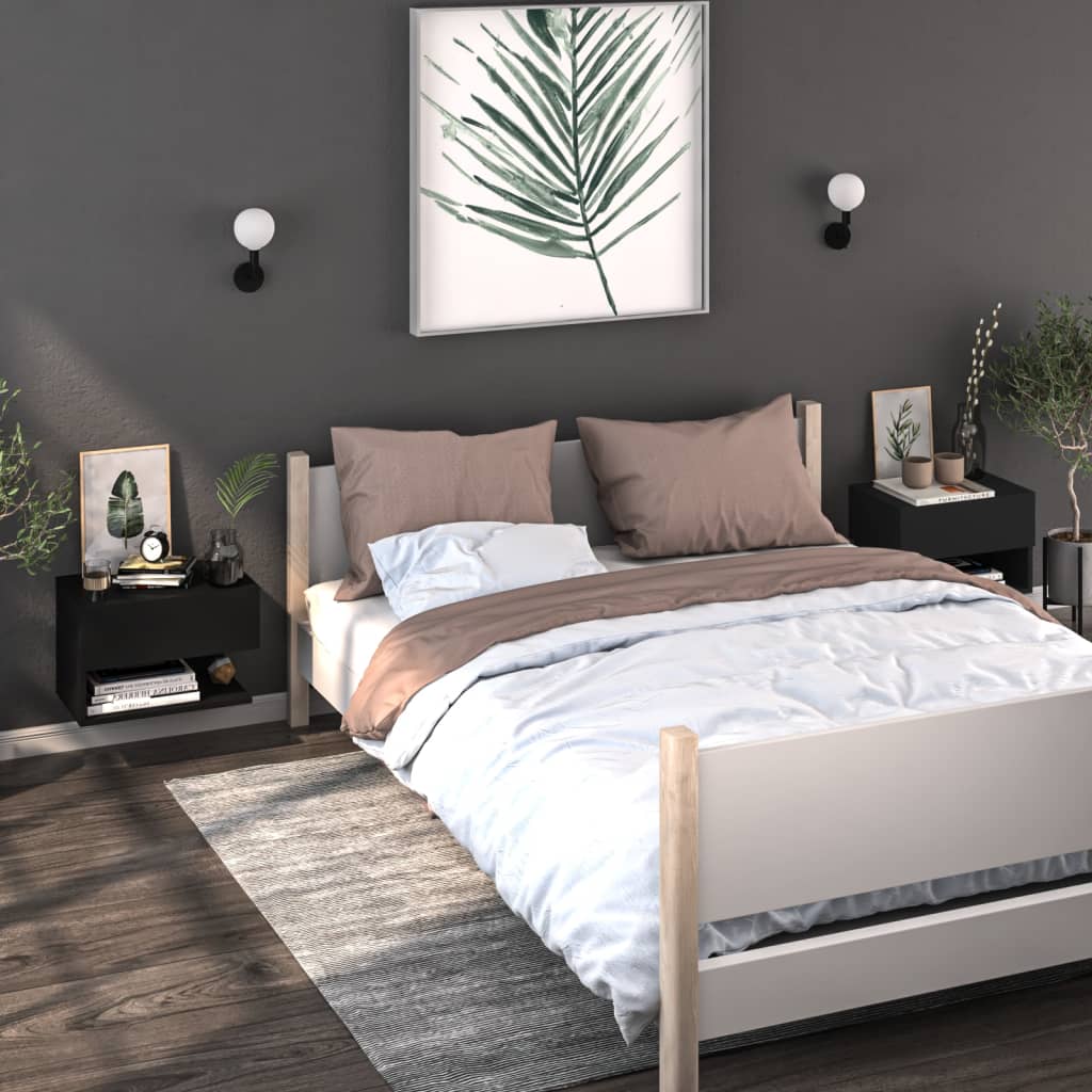 Wall Bedside Tables 2 pcs. Black