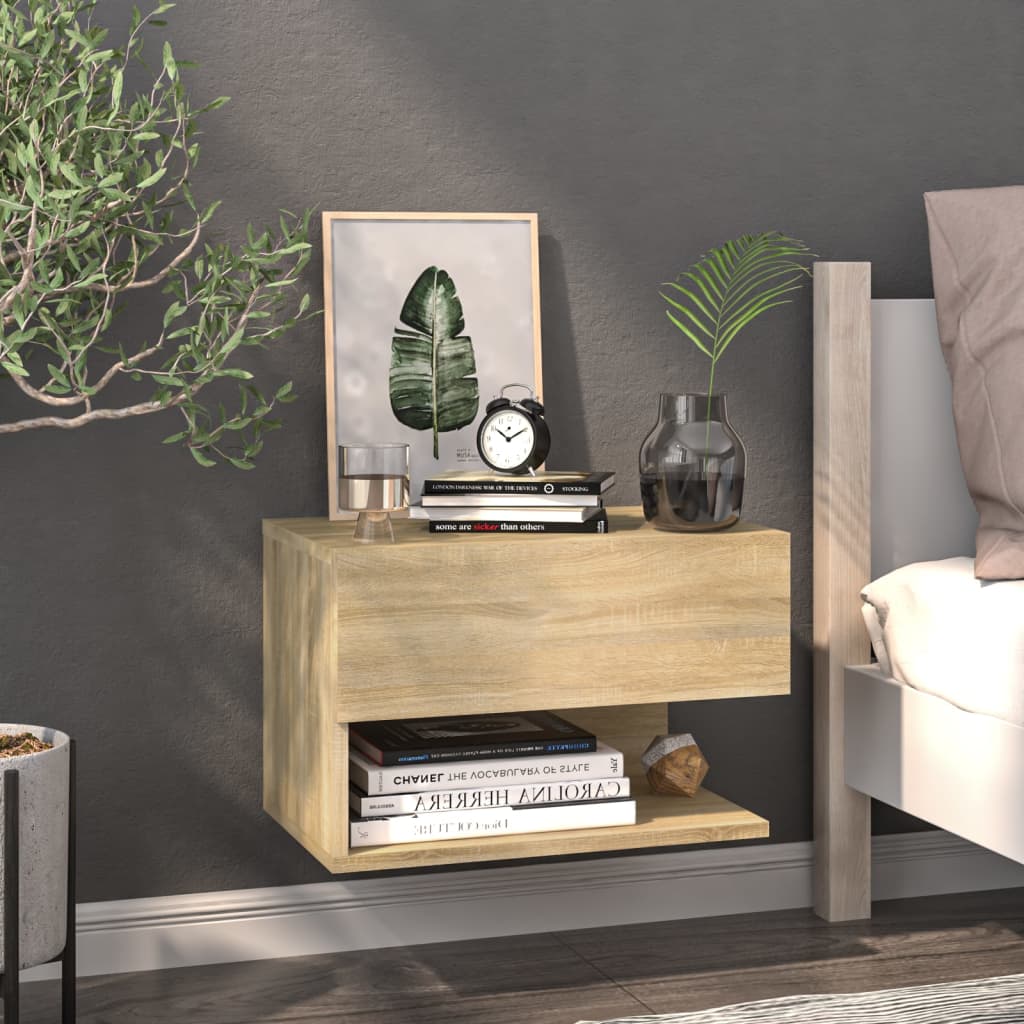 Wall-mounted bedside tables 2 pcs. Sonoma oak