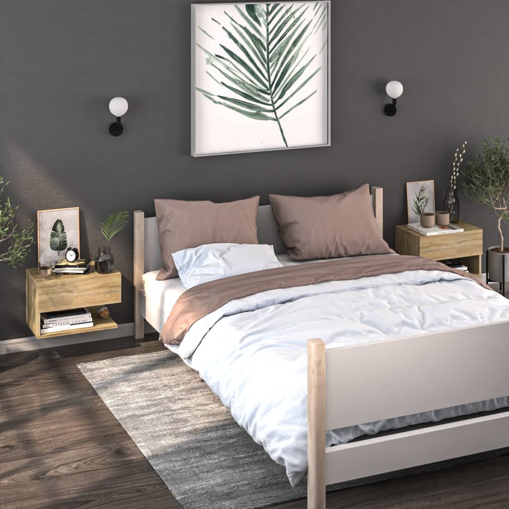 Wall-mounted bedside tables 2 pcs. Sonoma oak