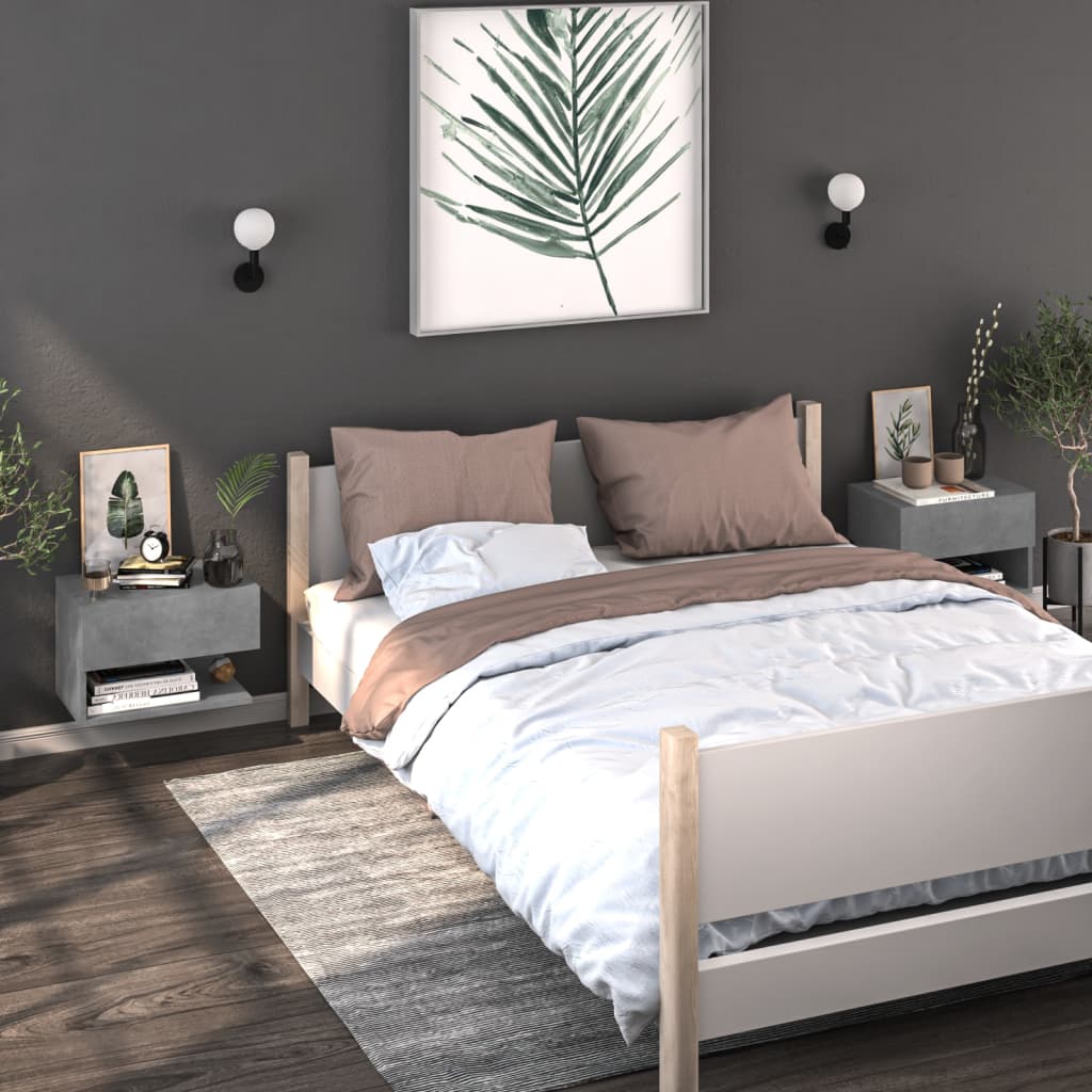 Wall-Mounted Bedside Tables 2 pcs. Concrete Gray