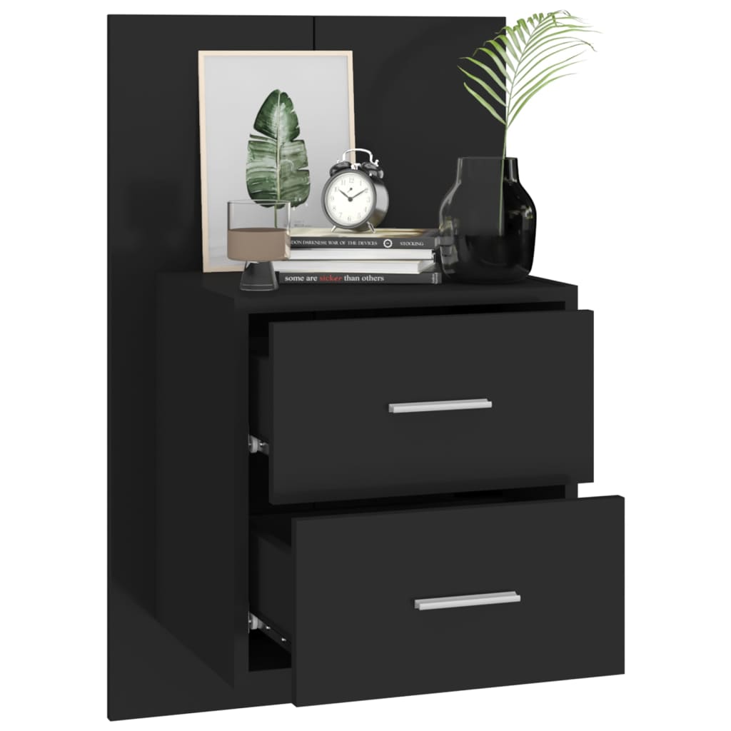 Wall Bedside Table Black