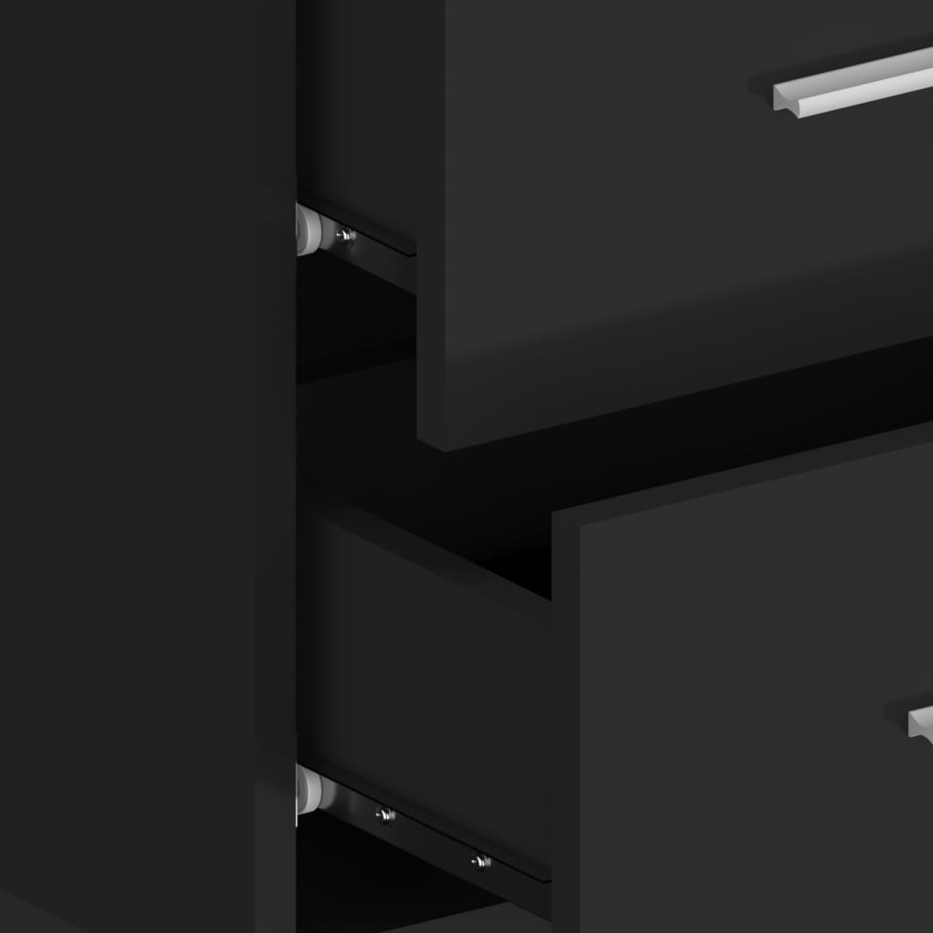 Wall Bedside Table Black