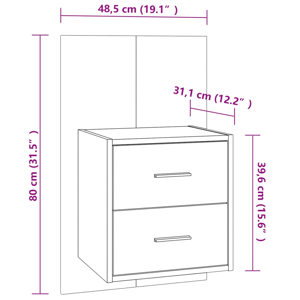 Wall Bedside Table Black