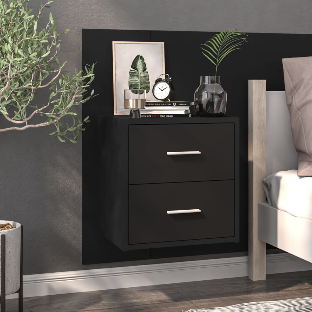 Wall Bedside Table Black